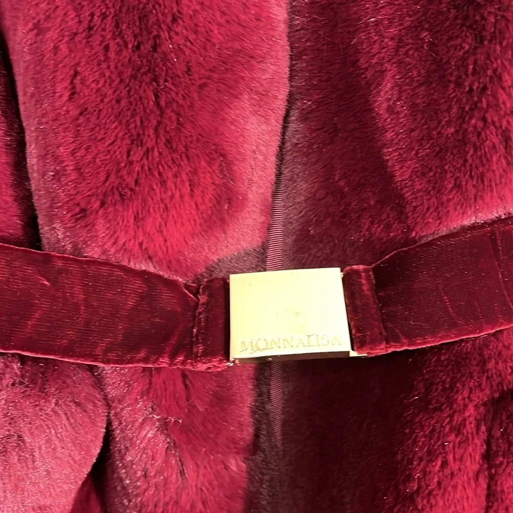 Monnalisa faux fur burgundy coat
